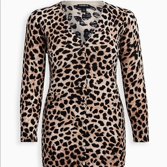 torrid Sweaters - NWT Torrid Leopard Slub Boyfriend Cardigan 5X